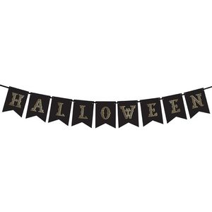 Zwarte Halloween DIY banner vlaggenlijn/slinger 20 x 175 cm