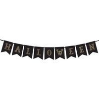 Zwarte Halloween DIY banner vlaggenlijn/slinger 20 x 175 cm - thumbnail