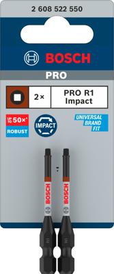 Bosch Accessoires PRO Robertson slagschroefbit | R1 | 55 mm | 2-delig - 2608522550