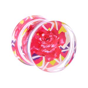 Double Flared Plug met bloemendesign Acryl Tunnels & Plugs