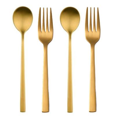 Alpina bestek - 8x Gebaksvorkjes en 12x Theelepeltjes - goud - RVS - 15 cm