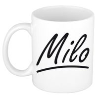 Naam cadeau mok / beker Milo met sierlijke letters 300 ml   -