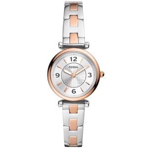 Fossil ES5201 Horloge Carlie staal rose- en zilverkleurig 28 mm