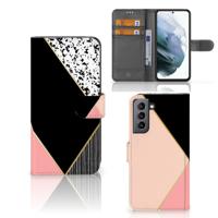Samsung Galaxy S21 FE | Book Case | Zwart Roze Vormen