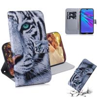 Tiger patroon gekleurde tekening horizontale Flip lederen case voor Huawei Y6 (2019) met houder & card slots & portemonnee