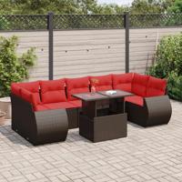 8-delige Loungeset met kussens poly rattan acacia bruin