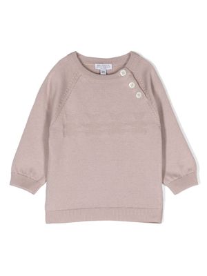Brunello Cucinelli Kids sweat en coton à motif intarsia - Rose