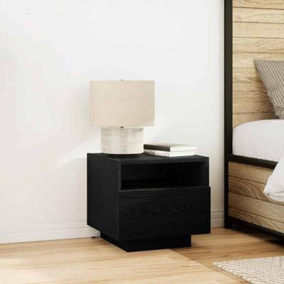 Nachtkastje 2 pcs Zwart eiken 40 x 39 x 37 cm Bewerkt hout