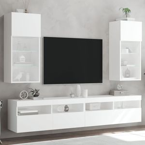 Tv-meubels met LED-verlichting 2 st 40,5x30x90 cm wit