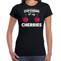 Stop staring at my cherries boobs t-shirt zwart dames 2XL  -