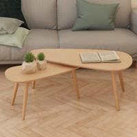 2-delige Salontafelset massief grenenhout bruin - thumbnail