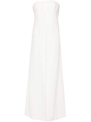 Alberta Ferretti robe longue en crêpe à design sans bretelles - Blanc