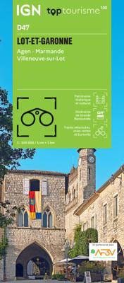 Fietskaart - Wegenkaart - landkaart D47 Top D100 Lot-et-Garonne | IGN - Institut Géographique National