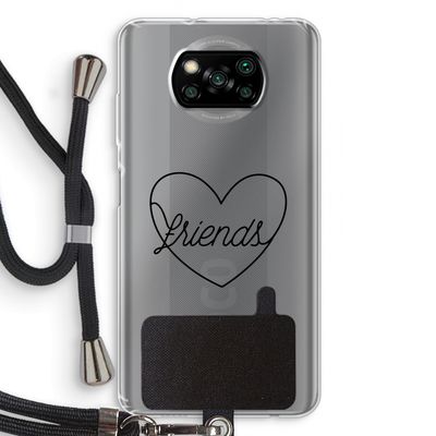Friends heart black: Xiaomi Poco X3 NFC Transparant Hoesje met koord