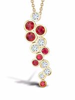 Pragnell collier Bubble en or rose 18ct à pendentif serti de diamants et de rubis