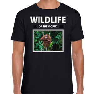 Orang oetan aap t-shirt met dieren foto wildlife of the world zwart voor heren