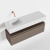 Toiletmeubel Mondiaz Andor | 100 cm | Meubelkleur Smoke | Lex vrijhangend wastafel Talc Links | Zonder kraangat