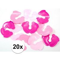 Roze voetjes tafelconfetti XL voor geboorte 20 stuks   -