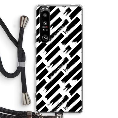 Zwarte vegen: Sony Xperia 1 III Transparant Hoesje met koord