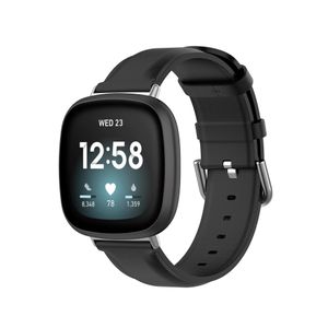 Bandje geschikt voor Fitbit Versa 3 - Maat S - Horlogebandje - Polsband - Kunstleer - Zwart