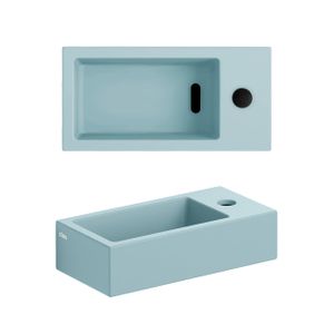 Clou Flush 3 fontein 36x18cm met kraangat rechts mat blauw keramiek CL/03.38030