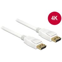 Delock 84879 DisplayPort-kabel DisplayPort Aansluitkabel DisplayPort-stekker 5 m Wit Vergulde steekcontacten, Afgeschermd (drievoudig), 4K UHD