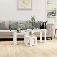 3-delige Tafeltjesset bewerkt hout hoogglans wit