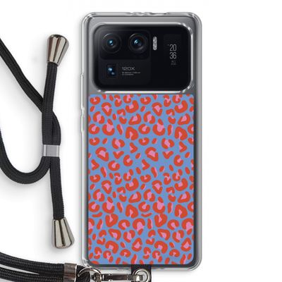 Leopard blue: Xiaomi Mi 11 Ultra Transparant Hoesje met koord