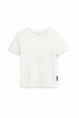 Geribd T-shirt met patch - WHITE - XS