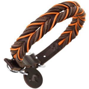 Hunter Solid Education Bruin, Oranje Leer M Hond Standaard halsband