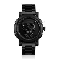 LGT JWLS Herenhorloge &apos;3D Skull Zwart&apos; - Zwarte Band en Behuizing