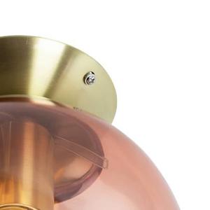 QAZQA Art deco plafondlamp messing met roze glas - Pallon