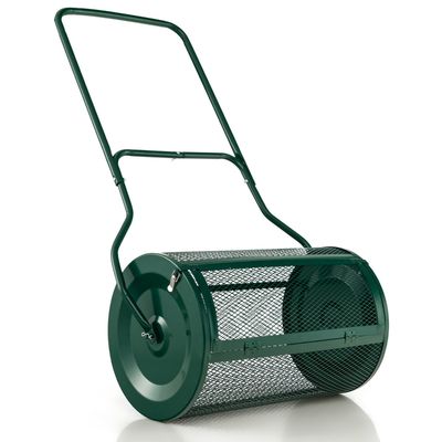 60,5 cm Hoge Compoststrooier Turfstrooier met Verbeterde U-vormige Handgreep Kunstmestwagen Groen