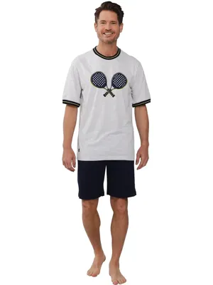 Heren shortama Tricot - Padel - Katoenen Zomer pyjama korte mouw