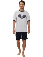 Heren shortama Tricot - Padel - Katoenen Zomer pyjama korte mouw