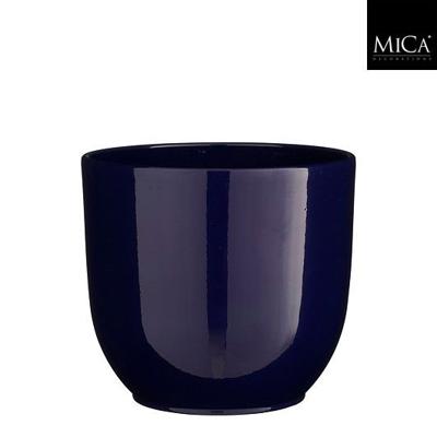 Tusca pot rond donkerblauw glanzend H20 x D22,5 cm Mica Decorations - Mica decorations