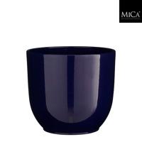 Tusca pot rond donkerblauw glanzend H20 x D22,5 cm Mica Decorations - Mica decorations