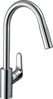Hansgrohe Focus M41 ééngreeps keukenmengkraan 240 EcoSmart met uittrekbare vuistdouche, 2 straalsoorten, chroom