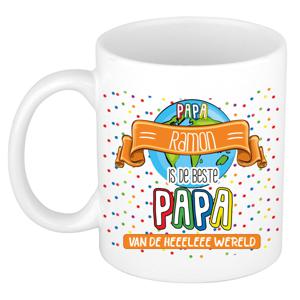 Naam mok papa Ramon - wit - de beste - keramiek - 300 ml - Vaderdag/verjaardag