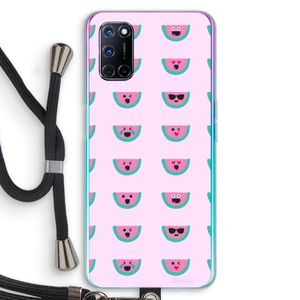 Smiley watermeloenprint: Oppo A72 Transparant Hoesje met koord