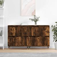 Dressoirs 2 st bewerkt hout gerookt eikenkleurig