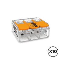 Snelsluiting Wago 22,9 x 21,1 x 10,1 mm 450 V 3 conexiones 6 mm (10 Stuks)