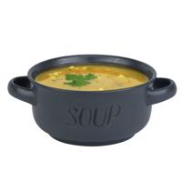 Soepkom van aardewerk - donkergrijs - Dia 13,5 cm - 470 ml - Servies - Soepkommen