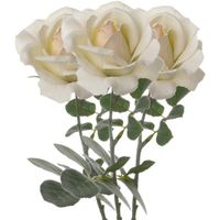 3x Creme witte rozen/roos kunstbloemen 37 cm