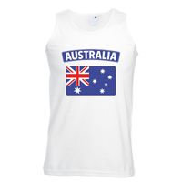 Singlet shirt/ tanktop Australische vlag wit heren