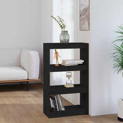 Boekenkast/kamerscherm 60x30x103,5 cm massief grenenhout zwart