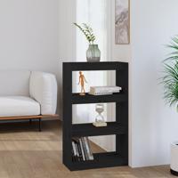 Boekenkast/kamerscherm 60x30x103,5 cm massief grenenhout zwart