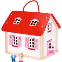 Houten koffer poppenhuis met accessoires Houten koffer poppenhuis met accessoires