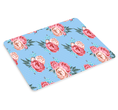 Blauwe XXL muismat met rozen