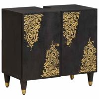 Wastafelkast Zwart 62 x 33 x 58 cm Massief Mango Hout